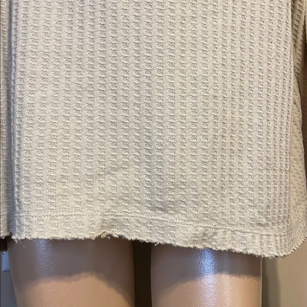 Free People women’s small top cowl neck waffle knit stone cold cream beige nwt